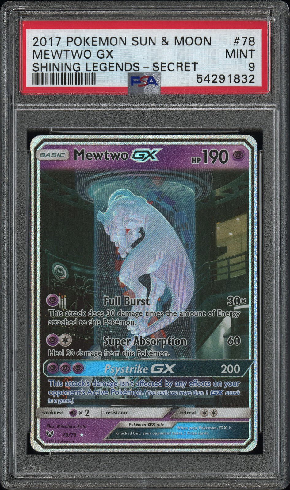 MEWTWO GX SHINING LEGENDS-SECRET #78 (PSA 9)