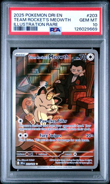 TEAM ROCKET'S MEOWTH ILLUSTRATION RARE #203 (PSA 10)