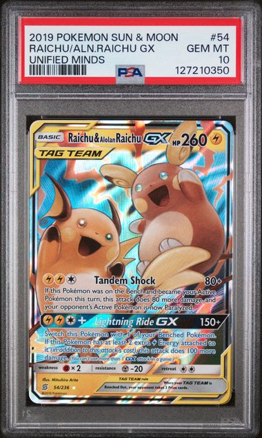 RAICHU/ALN.RAICHU GX UNIFIED MINDS $54  (PSA 10)